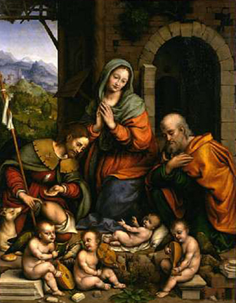 Giampietrino - Adorazione del Bambino con San Rocco e angeli musicanti, Milano, Pinacoteca Ambrosiana